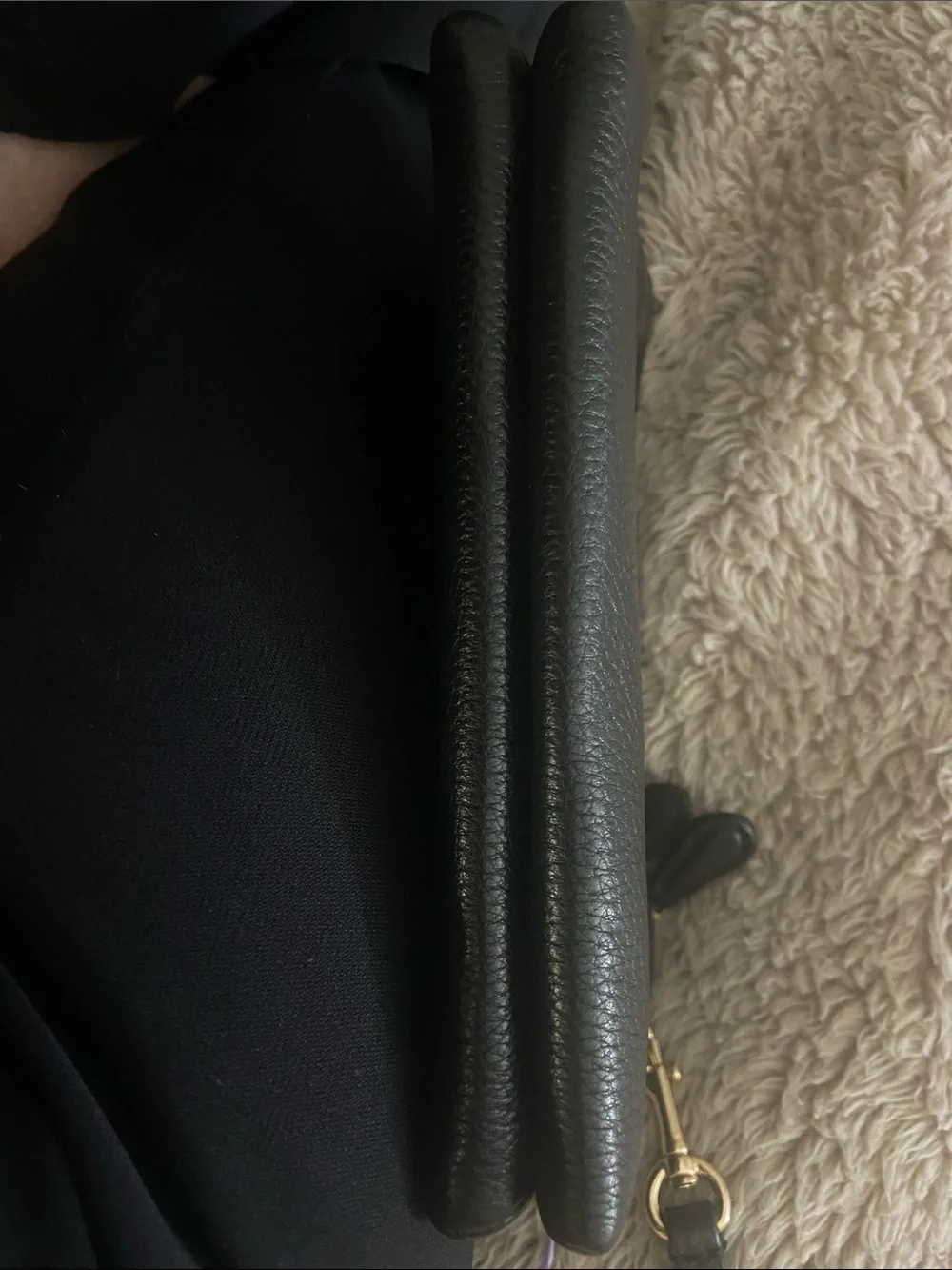 Coach Black Pebbled Leather Double Zipper Wristlet Clutch